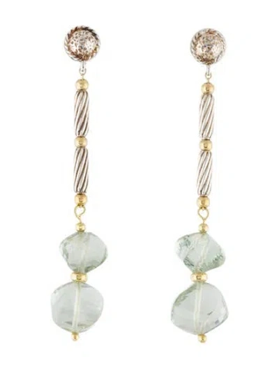Pre-owned David Yurman Prasiolite Cable Drop Earrings In Multi