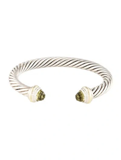 Pre-owned David Yurman Prasiolite Classic Cable Bracelet, 6.5" In Multi