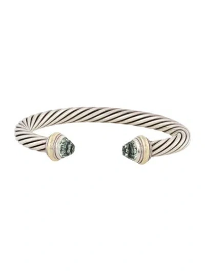 Pre-owned David Yurman Prasiolite Classic Cable Cuff Bracelet, 6.5" In Multi