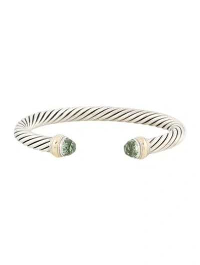 Pre-owned David Yurman Prasiolite Classic Cable Cuff Bracelet, 7" In Multi