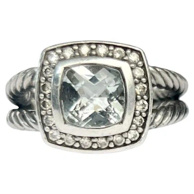Pre-owned David Yurman Prasiolite Diamond And Silver Cable Band Ring In Multi