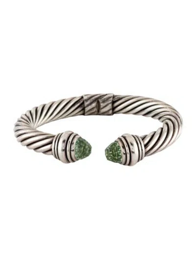 Pre-owned David Yurman Prasiolite Hinged Cable Classic Cuff Bracelet, 7" In Multi