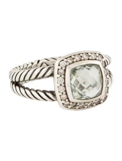 Pre-owned David Yurman Prsiloite & Diamond Petite Albion Ring In Multi