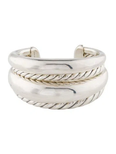 Pre-owned David Yurman Pure Form Four Row Cuff Bracelet, 6.25" In Multi