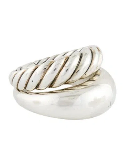 Pre-owned David Yurman Pure Form® Two Row Stacking Ring In Multi