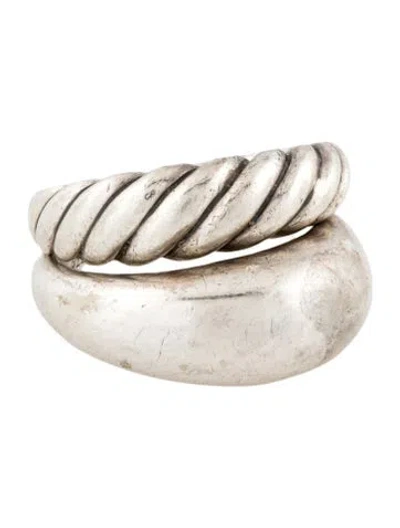 Pre-owned David Yurman Pure Form Two Row Stacking Ring In Multicolor