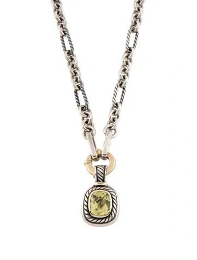 Pre-owned David Yurman Quartz Albion Enhancer Pendant Figaro Necklace, 34" In Multi