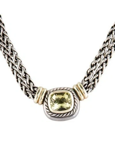 Pre-owned David Yurman Quartz Albion Pendant Double Wheat Chain Necklace, 16" In Multi