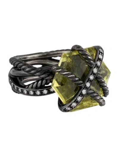 Pre-owned David Yurman Quartz & Diamond Cable Wrap Cocktail Ring In Multi