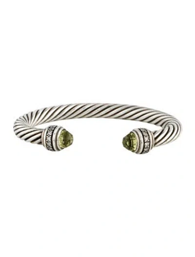 Pre-owned David Yurman Quartz & Diamond Classic Cable Bracelet, 7" In Multi