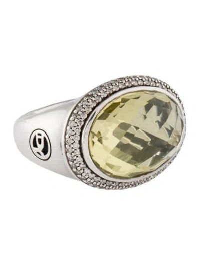 Pre-owned David Yurman Quartz & Diamond Cocktail Ring In Multi