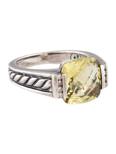 Pre-owned David Yurman Quartz & Diamond Deco Ring In Multicolor