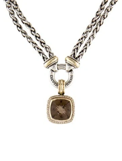 Pre-owned David Yurman Quartz & Diamond Double Wheat Chain Necklace, 16" In Multi