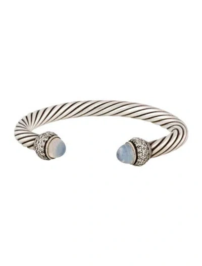 Pre-owned David Yurman Quartz & Diamond Moonlight Ice Cuff Bracelet, 6.5" In Multi
