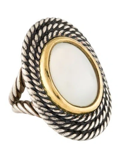 Pre-owned David Yurman Quartz & Mother Of Pearl Doublet Cocktail Ring In Multi
