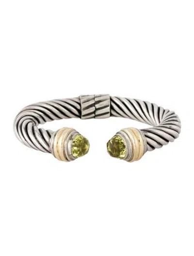 Pre-owned David Yurman Quartz Cable Hinged Cuff, 6" In Multi