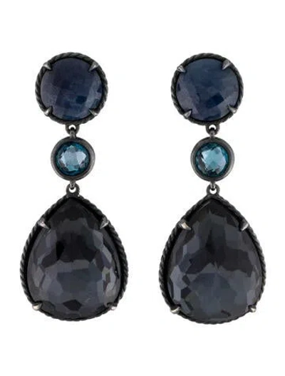 Pre-owned David Yurman Quartz Doublet, Sapphire & Topaz Drop Earrings In Multi