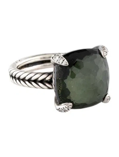 Pre-owned David Yurman Quartz, Hematine Doublet & Diamond Chatelaine Ring In Multi