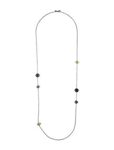 Pre-owned David Yurman Quartz Hematite Doublet, Quartz, & Diamond Châtelaine Long Station Necklace, 36" In Multicolor