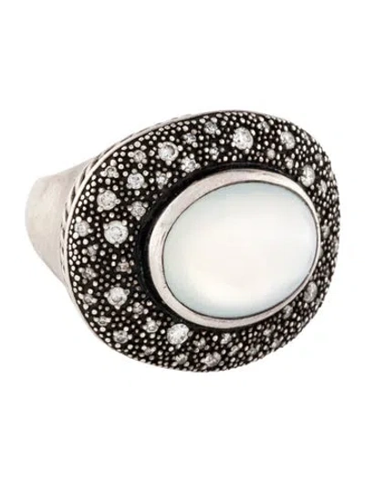 Pre-owned David Yurman Quartz, Mother Of Pearl Doublet & Diamond Moonlight Ice Cocktail Ring In Multi