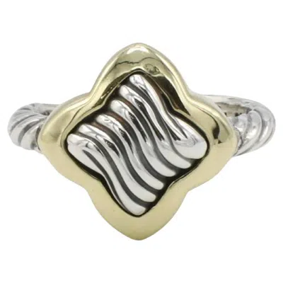 Pre-owned David Yurman Quaterfoil Sterling Silver & 18 Karat Yellow Gold Cable Dome Ring