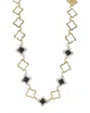 David Yurman Quatrefoil Onyx Diamond Necklace In 18k Yellow Gold 1.75 Ct In Gold