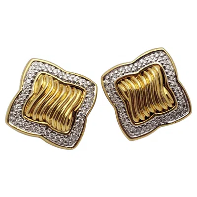 Pre-owned David Yurman Quatrefoil 18k Yellow Gold Diamond Earrings