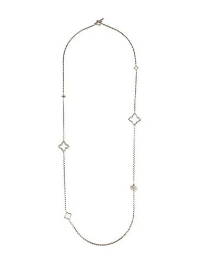 Pre-owned David Yurman Quatrefoil Box Chain Station Necklace, 36" In Multi