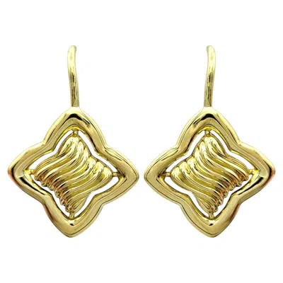 Pre-owned David Yurman Quatrefoil Dangle Earrings In 18 Karat Yellow Gold