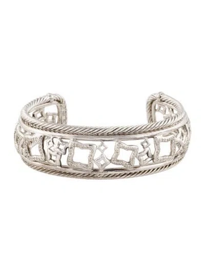 Pre-owned David Yurman Quatrefoil Diamond Cuff Bracelet., 6.75" In Multi