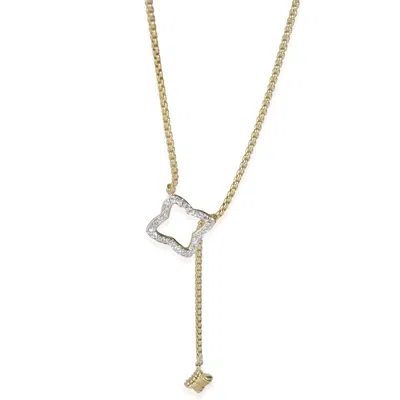 David Yurman Quatrefoil Diamond Lariat Necklace In 18k Yellow Gold 0.25 Ctw In Silver