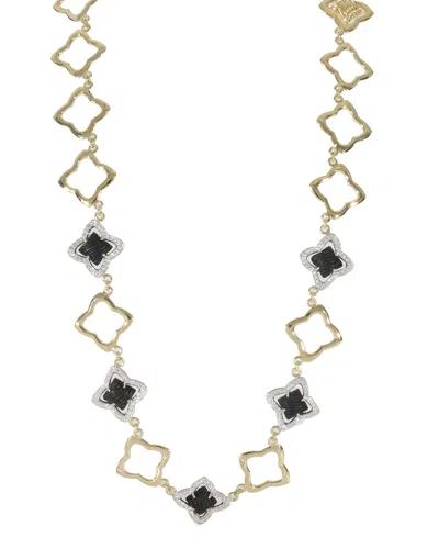 David Yurman Quatrefoil Onyx Diamond Necklace In 18k Yellow Gold 1.75 Ct In Black