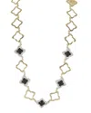 David Yurman Quatrefoil Onyx Diamond Necklace In 18k Yellow Gold 1.75 Ct In Black