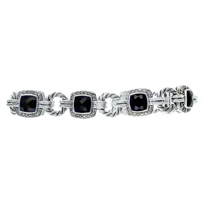Pre-owned David Yurman Renaissance Black Onyx And Diamond Bracelet