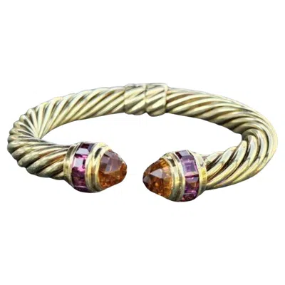 Pre-owned David Yurman Renaissance Bracelet 10mm Faceted Citrine Garnet 14k Gold Vintage In Multi
