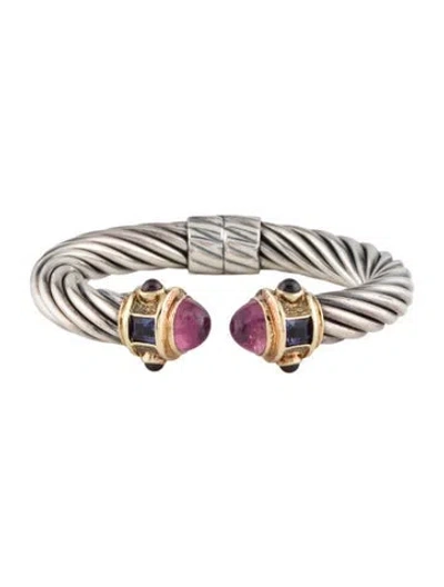 Pre-owned David Yurman Renaissance Tourmaline, Rhodolite & Iolite Bracelet, 6.25" In Multi