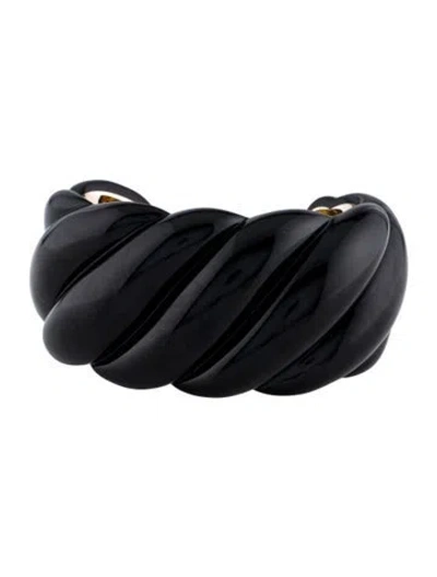 Pre-owned David Yurman Resin Sculpted Cable Cuff Bracelet, 6.75" In Black