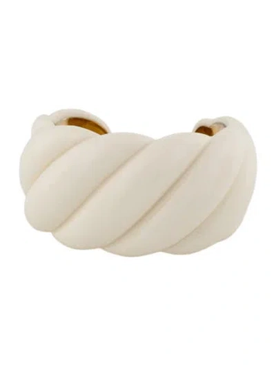 Pre-owned David Yurman Resin Sculpted Cable Cuff Bracelet, 6.75" In White
