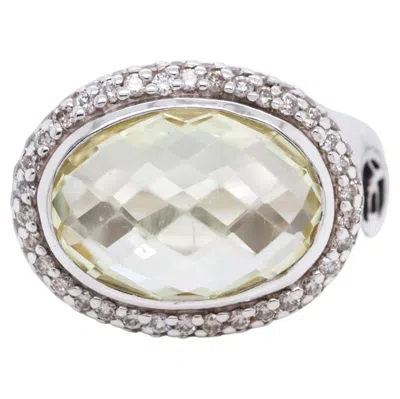 Pre-owned David Yurman Retired  Lemon Citrine Diamond Albion Ring Sterling Silver Size 7 In Multiple