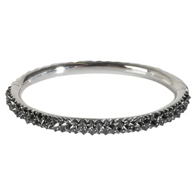 Pre-owned David Yurman Reverse Set Black Diamond Bracelet In 18k White Gold 4 Ctw