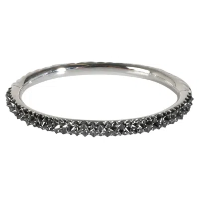 Pre-owned David Yurman Reverse Set Black Diamond Bracelet In 18k White Gold 4 Ctw
