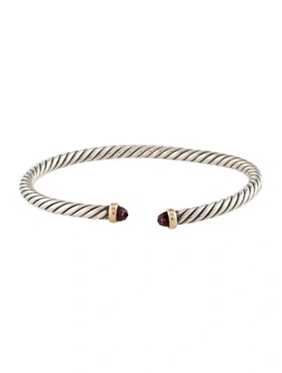 Pre-owned David Yurman Rhodolite Garnet Cable Flex® Bracelet, 6.5" In Multicolor