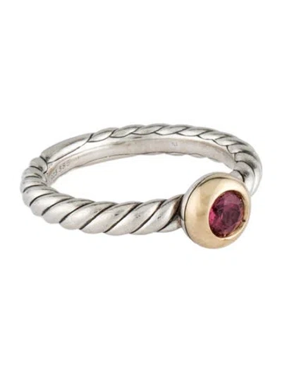 Pre-owned David Yurman Rhodolite Garnet Petite Cable Ring In Multi
