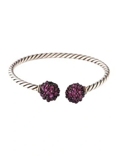 Pre-owned David Yurman Rhodolite Osetra Berries Cable Bracelet, 6.25" In Multicolor