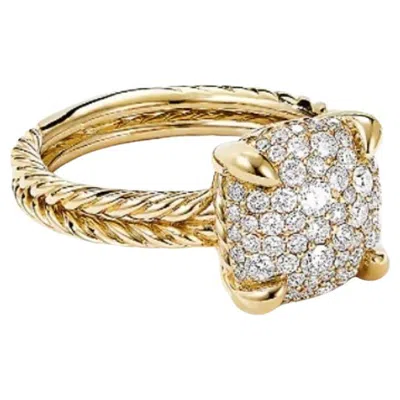 Pre-owned David Yurman Ring In 18k Yellow Gold With Full Pavé Diamonds