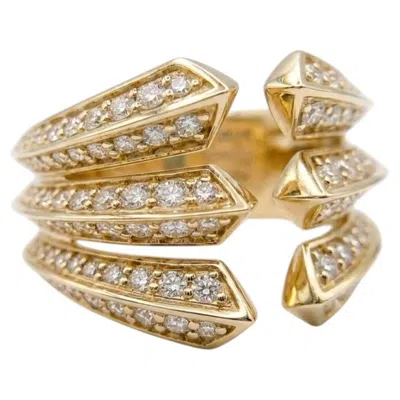 Pre-owned David Yurman Roman Three Row Diamond 18k Gold Statement Ring 1.36 Carats In Multi