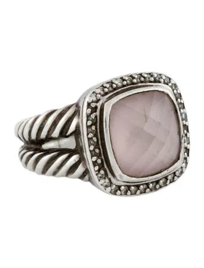 Pre-owned David Yurman Rose Quartz & Diamond Albion Cocktail Ring In Multi