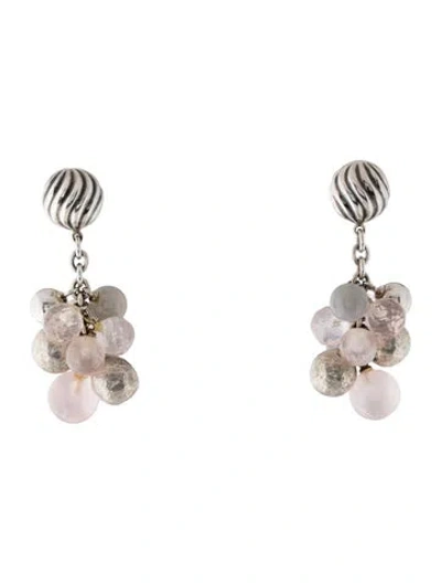 Pre-owned David Yurman Rose Quartz & Moonstone Elements Drop Earrings In Multi