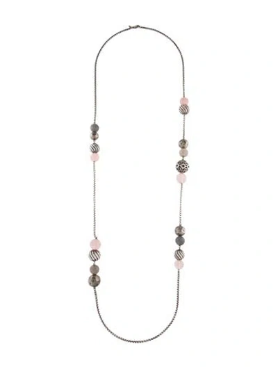Pre-owned David Yurman Rose Quartz & Moonstone Elements Station Necklace, 40" In Multi