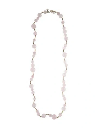 Pre-owned David Yurman Rose Quartz Bead Strand Necklace, 38" In Multi